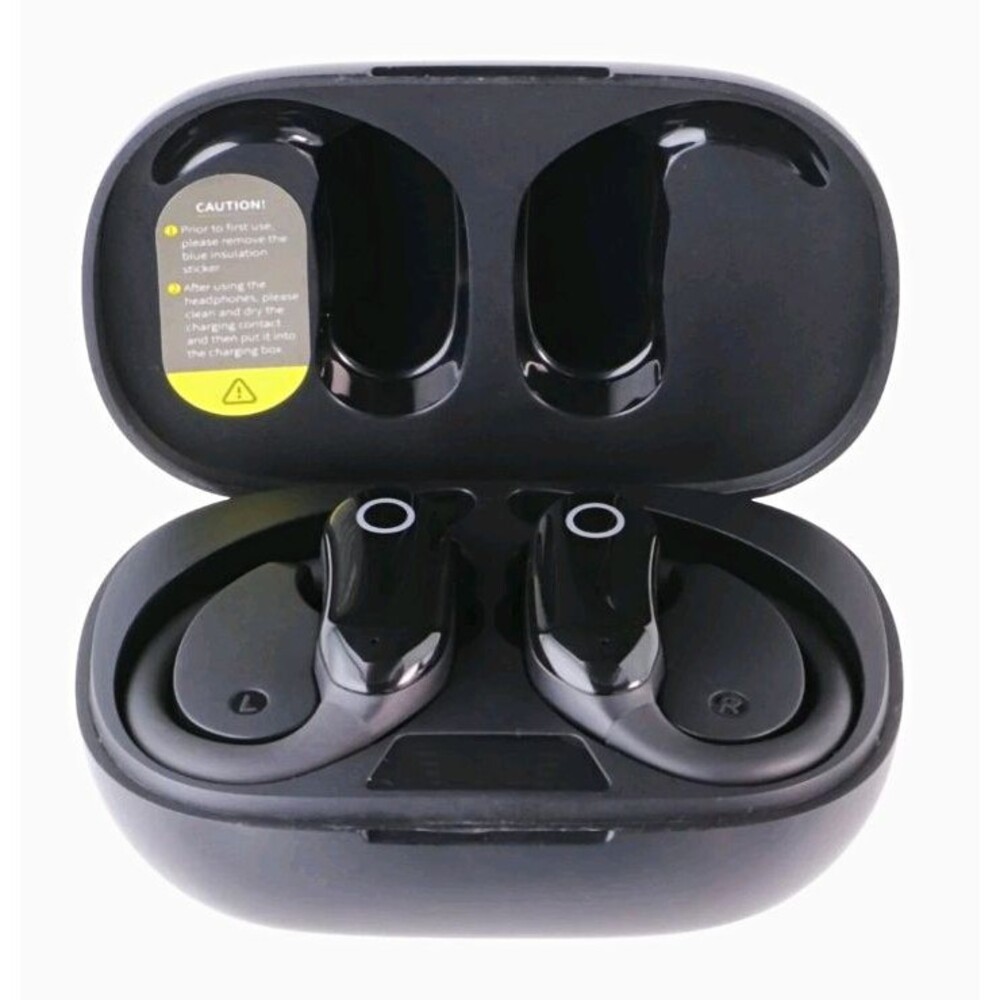 GNMN Wireless Bluetooth Earbuds with Ear Hooks & Charging Case – Black
